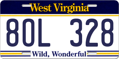 WV license plate 8OL328