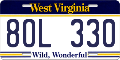WV license plate 8OL330