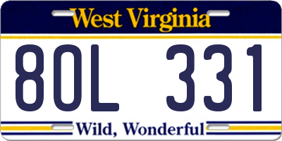 WV license plate 8OL331