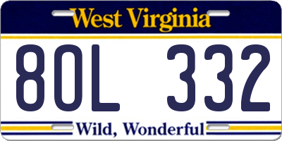 WV license plate 8OL332