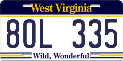 WV license plate 8OL335