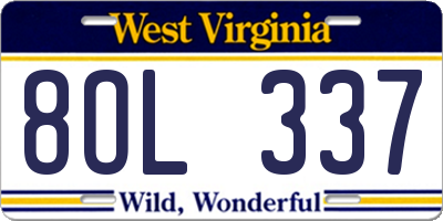 WV license plate 8OL337