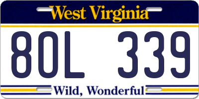 WV license plate 8OL339