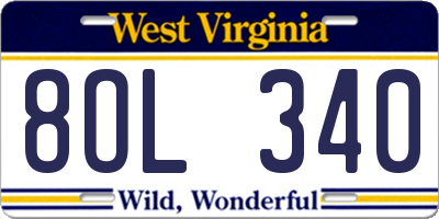 WV license plate 8OL340