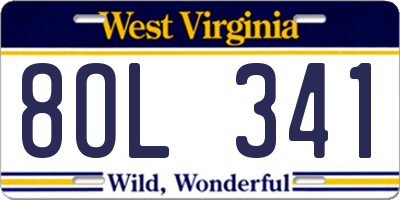 WV license plate 8OL341