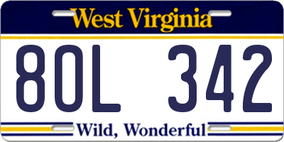 WV license plate 8OL342