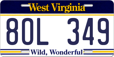 WV license plate 8OL349