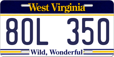 WV license plate 8OL350