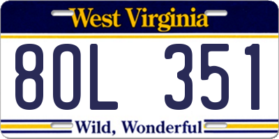 WV license plate 8OL351
