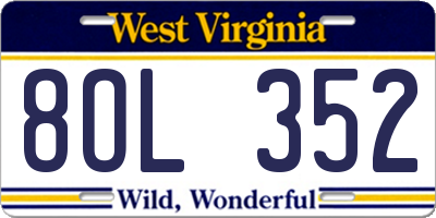 WV license plate 8OL352