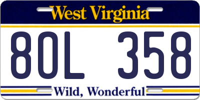 WV license plate 8OL358