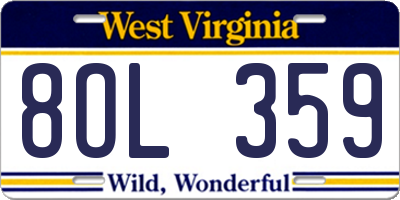 WV license plate 8OL359