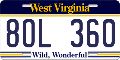 WV license plate 8OL360