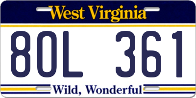 WV license plate 8OL361
