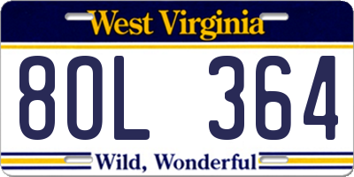 WV license plate 8OL364