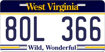 WV license plate 8OL366