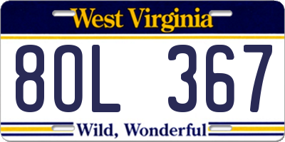 WV license plate 8OL367