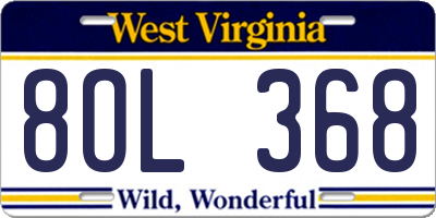 WV license plate 8OL368