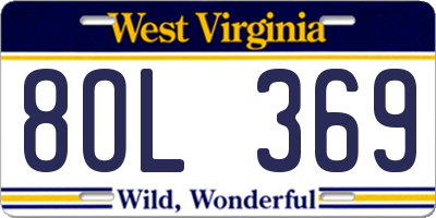 WV license plate 8OL369