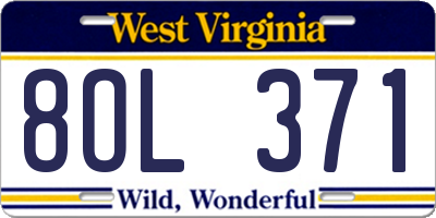 WV license plate 8OL371