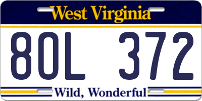 WV license plate 8OL372