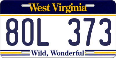 WV license plate 8OL373