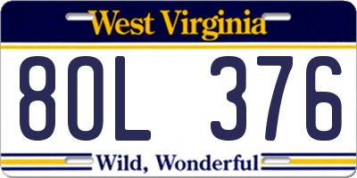 WV license plate 8OL376