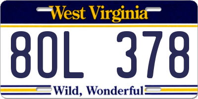 WV license plate 8OL378