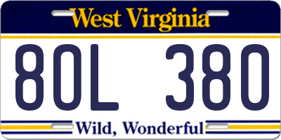 WV license plate 8OL380