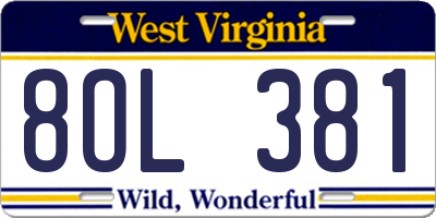 WV license plate 8OL381