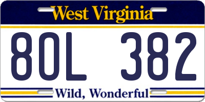 WV license plate 8OL382