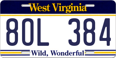 WV license plate 8OL384