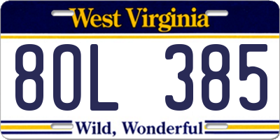 WV license plate 8OL385