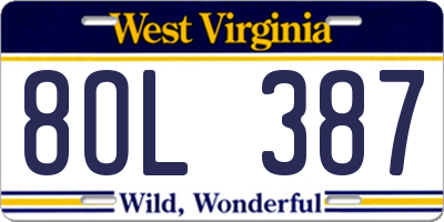 WV license plate 8OL387