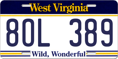 WV license plate 8OL389