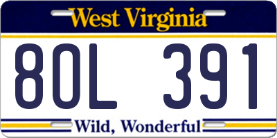 WV license plate 8OL391