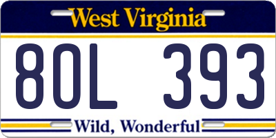 WV license plate 8OL393