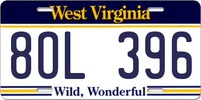 WV license plate 8OL396
