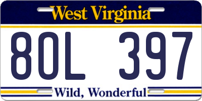 WV license plate 8OL397