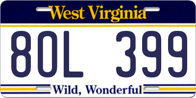 WV license plate 8OL399