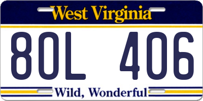 WV license plate 8OL406