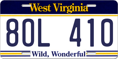 WV license plate 8OL410