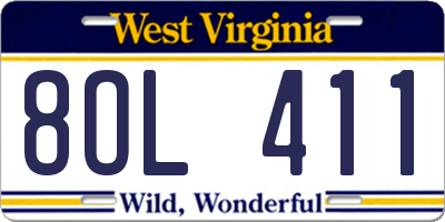WV license plate 8OL411