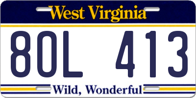 WV license plate 8OL413