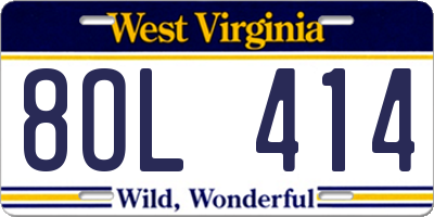 WV license plate 8OL414