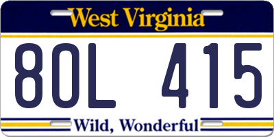 WV license plate 8OL415
