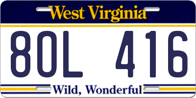 WV license plate 8OL416