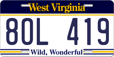 WV license plate 8OL419