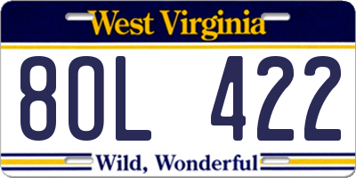 WV license plate 8OL422