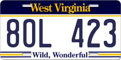 WV license plate 8OL423